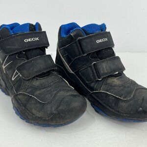 Geox Respira Kids Boots Size 2 Gray Round Toe Ankle Hook & Loop Flat Heel